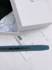 CELINE 25S BELT TRIOMPHE TAURILLON 25MM IN BLACK CALFSKIN AND DENIM 558348