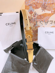 CELINE 25S TRIOMPHE BELT 25MM IN GOLD CALFSKIN GOLD HARDWARE 570966