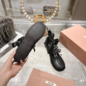 MIUMIU 26S SLINGBACK BALLET FLATS IN BLACK CALFSKIN SILVER HARDWARE