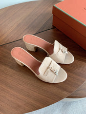 LP 26S SUMMER MULE HEELS 60MM IN CREAM WHITE SUEDE SILVER HARDWARE