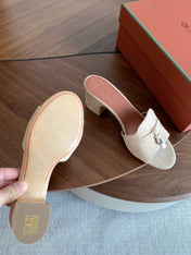 LP 26S SUMMER MULE HEELS 60MM IN CREAM WHITE SUEDE SILVER HARDWARE