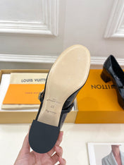 LV WOMEN ROMY HIGH BALLERINA IN GLOSSY BLACK LAMBSKIN
