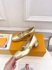 LV WOMEN ROMY HIGH BALLERINA IN GOLDEN METALLIC LAMBSKIN