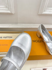 LV WOMEN ROMY HIGH BALLERINA IN SILVER METALLIC LAMBSKIN