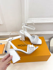 LV WOMEN HIGH SANDAL IN WHITE CALFSKIN