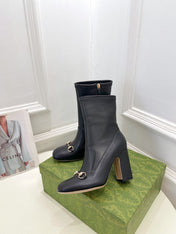 HORSEBIT ANKLE BOOTS 9.5CM IN BLACK SHEEPSKIN