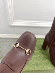 HORSEBIT ANKLE BOOTS 9.5CM IN WALNUT BROWN SHEEPSKIN