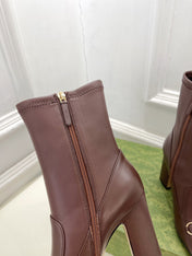 HORSEBIT ANKLE BOOTS 9.5CM IN WALNUT BROWN SHEEPSKIN