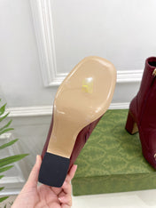 HORSEBIT ANKLE BOOTS 9.5CM IN BURGUNDY RED SHEEPSKIN