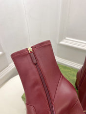 HORSEBIT ANKLE BOOTS 6.5CM IN BURGUNDY RED SHEEPSKIN