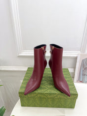 SIGNORIA SHORT BOOTS 10.5CM IN BURGUNDY RED CALFSKIN