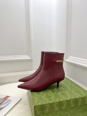 SIGNORIA SHORT BOOTS 4.5CM IN BURGUNDY RED CALFSKIN