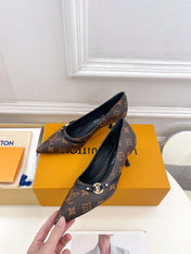6AM HIGH PUMP 5 CM IN CHOCOLATE BROWN MONOGRAM CALFSKIN