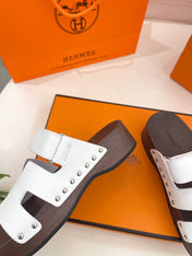 KOS CLOG IN WHITE CALFSKIN