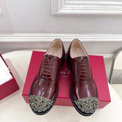 VIV' RANGERS LACE-UPS IN BURGUNDY RED CALFSKIN