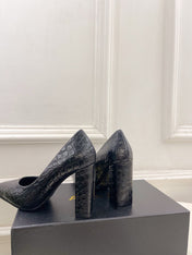 ALAIA 26S HIGH HEELS 95 MM IN BLACK CROCODILE-EMBOSSED CALFSKIN