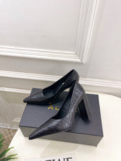 ALAIA 26S HIGH HEELS 95 MM IN BLACK CROCODILE-EMBOSSED CALFSKIN