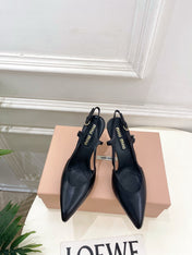 MIUMIU 26S SLINGBACK PUMPS 85MM IN BLACK CALFSKIN