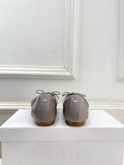 LOEWE 26S SPLIT-TOE BALLET FLATS IN GREY SILK