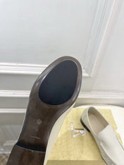 THE ROW 26S MOCCASIN LOAFERS 20MM IN IVORY WHITE CALFSKIN