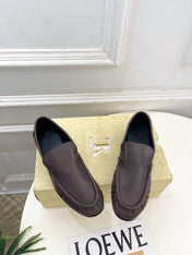 THE ROW 26S MOCCASIN LOAFERS 20MM IN BROWN CALFSKIN