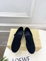 THE ROW 26S MOCCASIN LOAFERS 20MM IN BLACK SUEDE