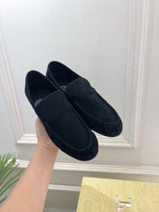 THE ROW 26S MOCCASIN LOAFERS 20MM IN BLACK SUEDE