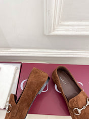 GUCCI 26S LOAFERS MM IN BROWN SUEDE WITH SILVER HARDWARE