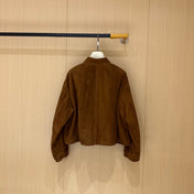 HERMES 25S CAMEL HAIR LEATHER JACKET 249