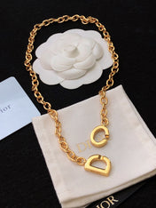 CD 26S CD LOGO CHUNKY CHAIN NECKLACE IN GOLD TONE METAL 631003