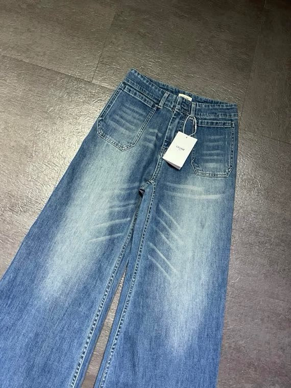 CELINE 26S HIGH-WAIST WIDE-LEG JEANS 744