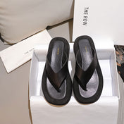 THE ROW 26S GINZA THONG SANDALS IN BLACK CALFSKIN AND SUEDE