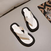THE ROW 26S GINZA THONG SANDALS IN WHITE CALFSKIN AND BLACK SUEDE