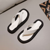 THE ROW 26S GINZA THONG SANDALS IN WHITE CALFSKIN AND BLACK SUEDE