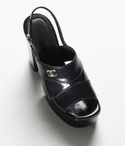 SANDALS BLACK PATENT CRUMPLED LAMBSKIN