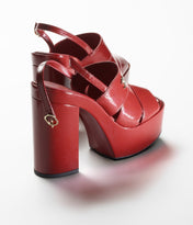 SANDALS DARK RED CRUMPLED LAMBKSIN
