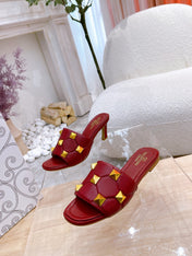 STUD FLAT SLIDE IN GARNET RED AMBSKIN