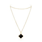 CLOVER GOLD ONYX BIG CLOVER NECKLACE