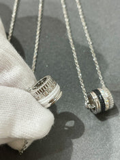QUATRE 4 ROW PEDANT SILVER DIAMOND NECKLACE