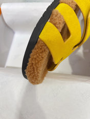Chypre Sandal Gold shearling insole Yellow Velvet leather lining