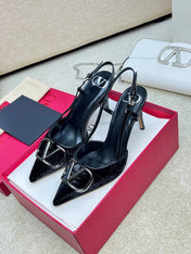 Vlogo Signature Slingback Rough Black Calfskin