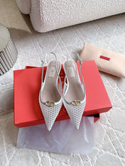 Vlogo Slingback Ballerina White Mesh
