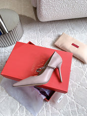 Rockstud Straps Pump 90mm Rose Cannelle