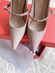 Rockstud Straps Pump 90mm Rose Cannelle