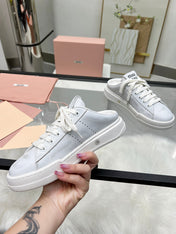 SNEAKER MULES IN WHITE BLEACHED CALFSKIN