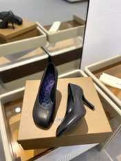 BURBERRY 26S HIGH HEELS 85 MM IN BLACK CALFSKIN