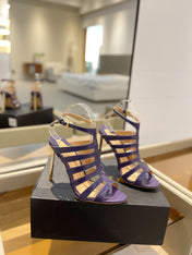 HIGH SANDAL 10 CM IN INDIGO PURPLE CALFSKIN