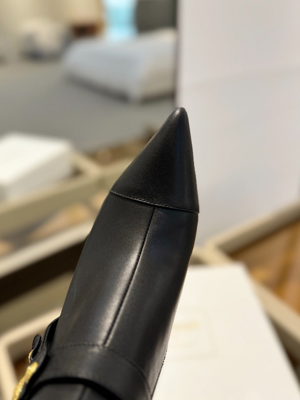 BALMAIN 26S STILETTO HEEL BOOTS 95 MM IN BLACK CALFSKIN
