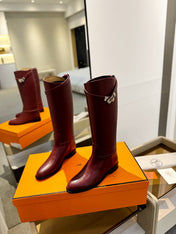 STIVALI JUMPING IN WINE RED CALFSKIN